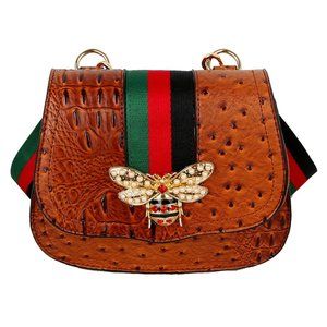 Beautiful Ostrich Croc Queen Bee Stripe Sa…